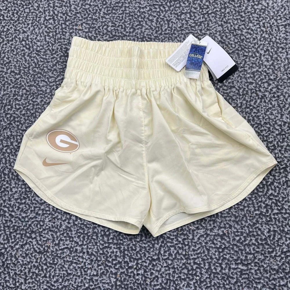 Nike Dri-Fit Georgia Bulldogs Running Shorts Women Medium Smocked Yellow New M